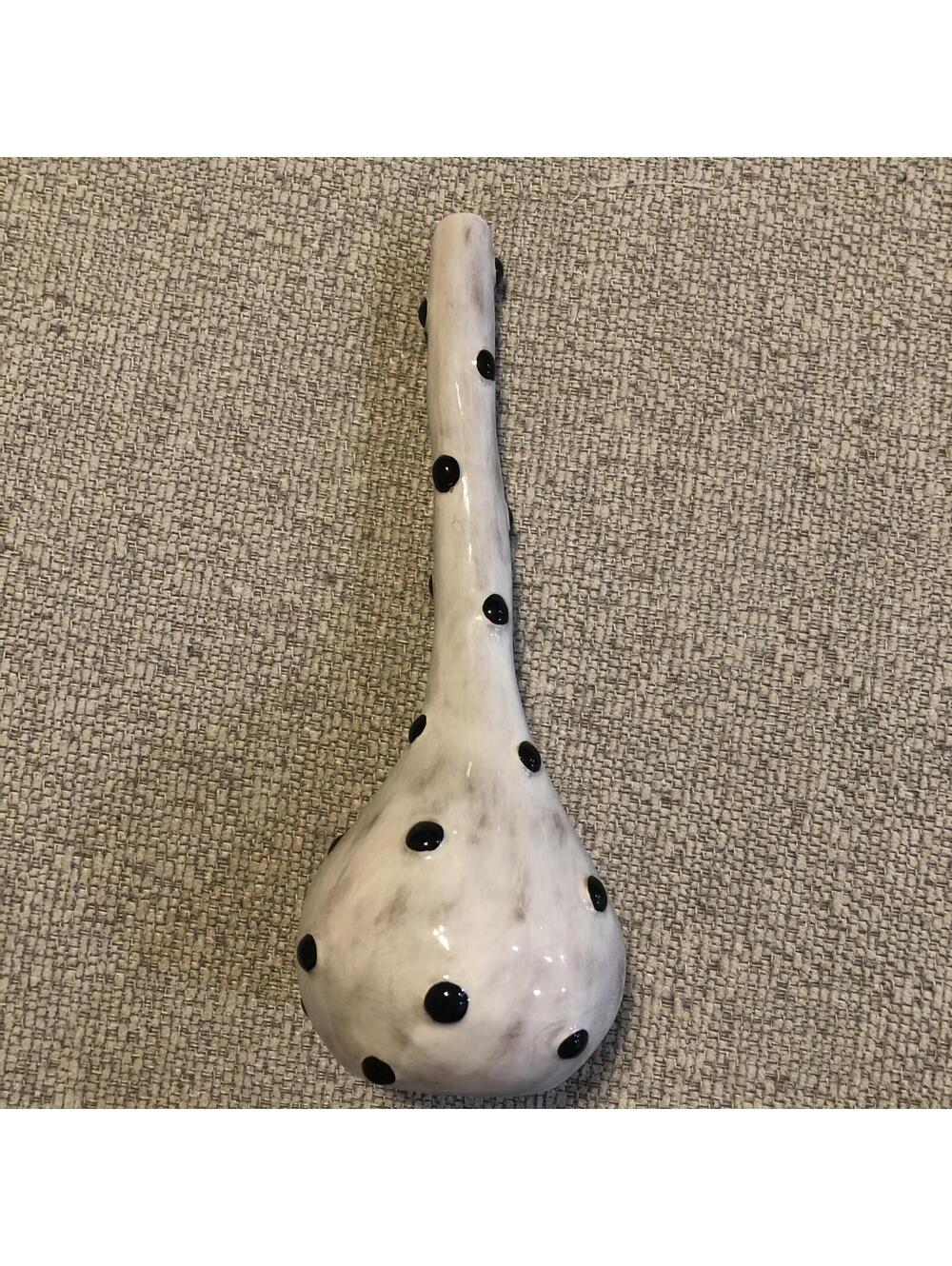 Vtg‎ Studio B Ceramic Vase White And Black Polka Dot Design MCM Style